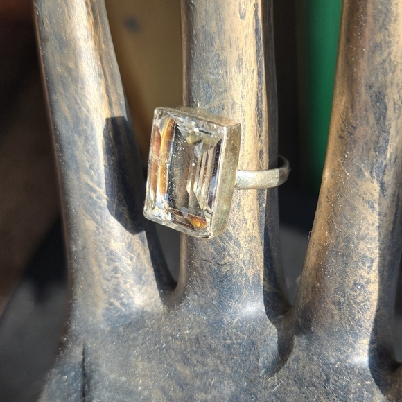 Quartz emerald cut natural crystal gemstone sterling rings sz 6 & 8 available - Picture 2 of 5